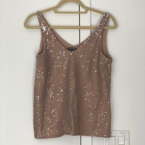 Michael Stars Glitter Tan Party Top With Silver